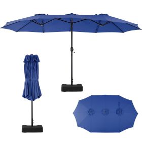 15ft Large Patio Umbrella With Base Included, Rectangle Table Umbrella Outdoor Patio, Outside Umbrellas For Deck, Market, Backyard (Color: Blue)