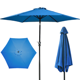Outdoor Patio Umbrella With Push-button Tilt And Crank Handle, Beach Umbrella For Shade With 6 Sturdy Metal Ribs, UV And Water Resistant (Option: Aqua)